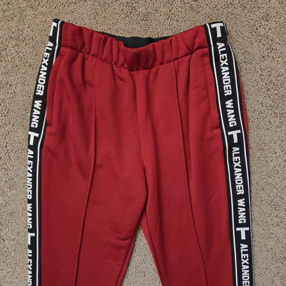 Alexander Wang Designer Track Pants Logo Joggers‎ Red Womens Size Small - Picture 3 of 12